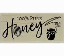 100% Pure Honey With Honey Bee Stamp - 2" X 1" - Stamptopia