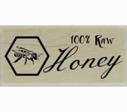 100% Raw Honey With Bee Stamp - 2" X 1" - Stamptopia