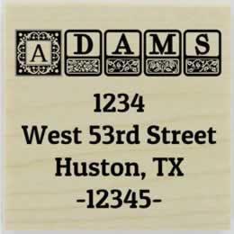Adams Ornamental Block Return Address Stamp - 1.5" X 1.5" - Stamptopia