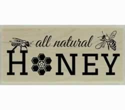 All Natural Honey With Honey Bees Stamp - 2" X 1" - Stamptopia