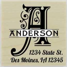 Anderson Decorative Monogram Return Address Stamp - 1.5" X 1.5" - Stamptopia