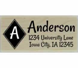Anderson Diamond Monogram Return Address Stamp - 2.5" X 1" - Stamptopia