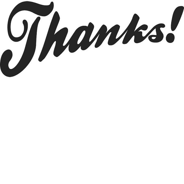 Angled And Cursive 'Thanks!' Rubber Stamp - Stamptopia