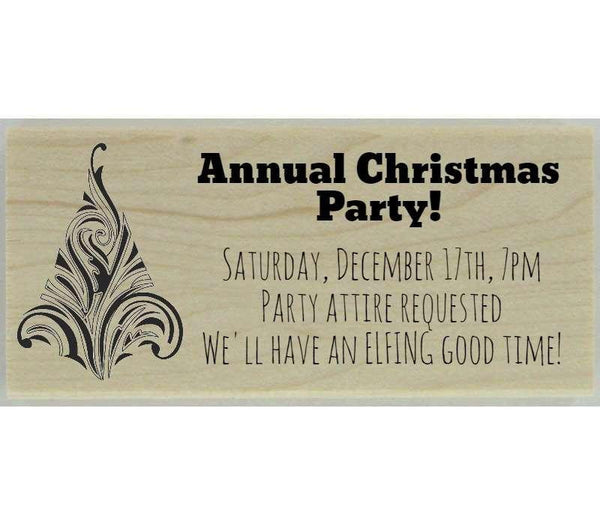 Angular Christmas Tree Stamp - 2.5" X 1" - Stamptopia