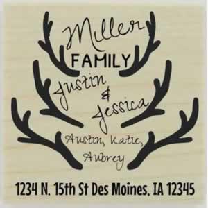 Antler Set Return Address Stamp - 1.5" X 1.5" - Stamptopia