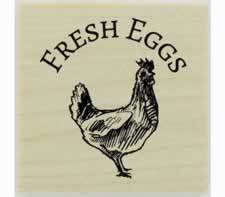 Arched Fresh Eggs And Chicken Rubber Stamp - 1.5" X 1.5" - Stamptopia