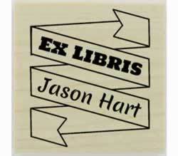 Banner Ex Libris Bookplate Rubber Stamp - 1.5" X 1.5" - Stamptopia