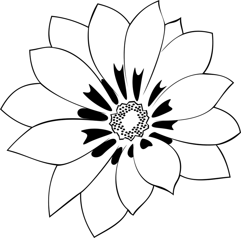 Beautiful Blooming Flower Outline Rubber Stamp - Stamptopia