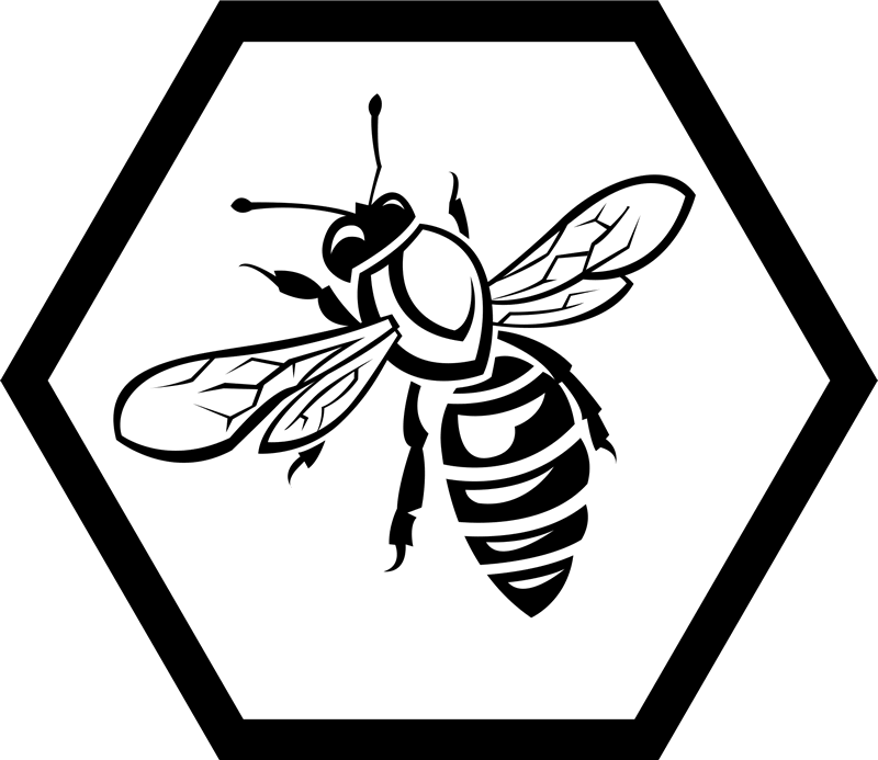 Bee Facing Left Hexagon Rubber Stamp - Stamptopia