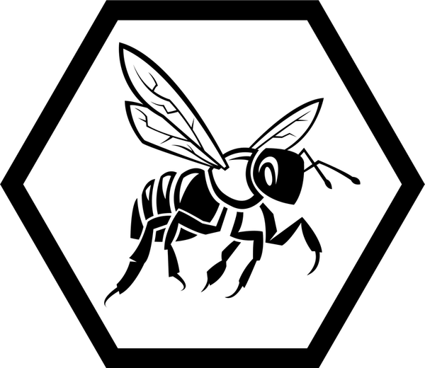 Bee Facing Right Hexagon Rubber Stamp - Stamptopia