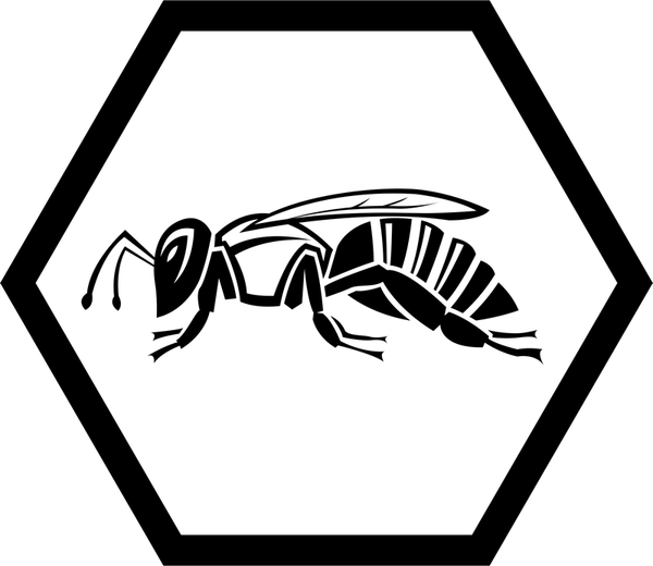 Bee Side View Hexagon Rubber Stamp - Stamptopia