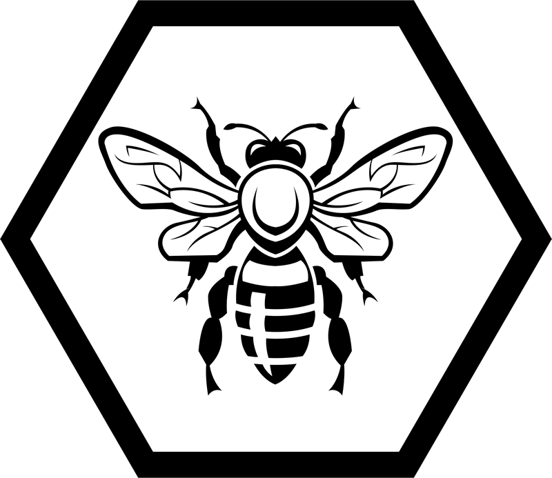 Bee With Wings Open Hexagon Rubber Stamp - Stamptopia