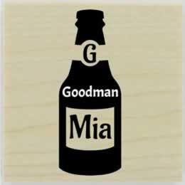 Beer Bottle Monogram Rubber Stamp - 1.5" X 1.5" - Stamptopia