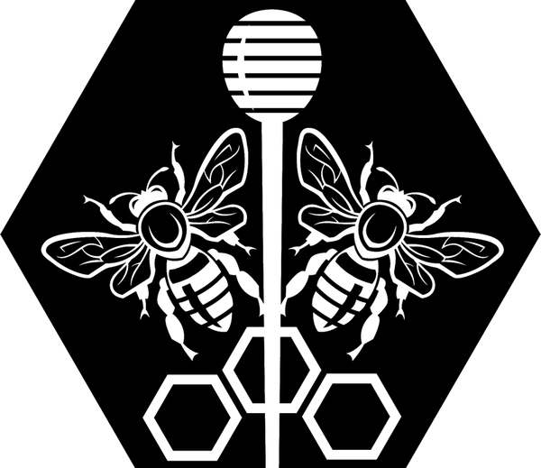 Bees And Honey Dipper Hexagon Rubber Stamp - Stamptopia