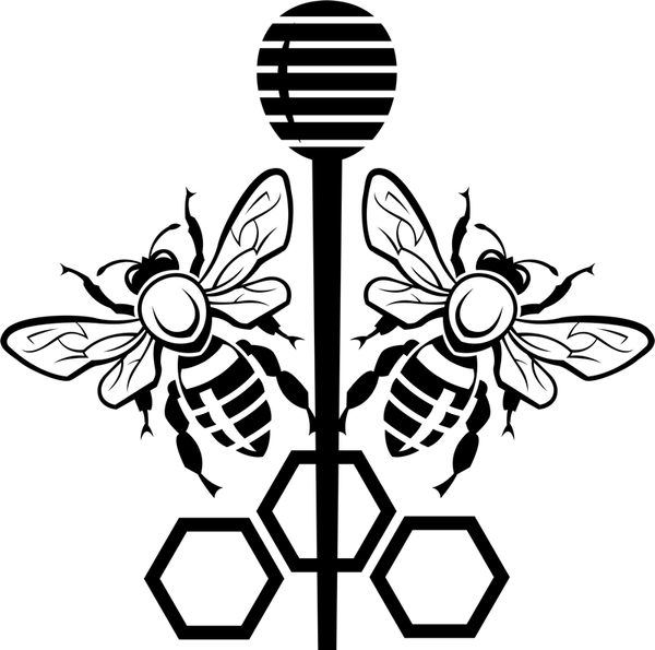 Bees And Honey Dipper Rubber Stamp - Stamptopia