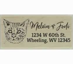Bengali Cat Face Custom Rubber Stamp - 2.5" X 1" - Stamptopia