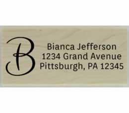 Bianca Calligraphy Monogram Address Stamp - 2.5" X 1" - Stamptopia