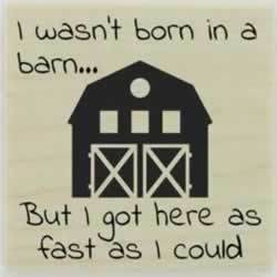 Born In A Barn Quote Stamp - 1.5" X 1.5" - Stamptopia