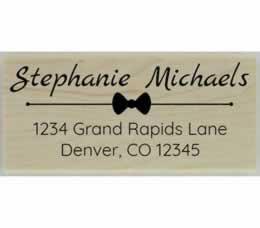 Bow Design Return Address Stamp - 2.5" X 1.25" - Stamptopia