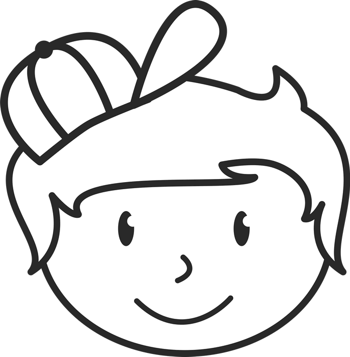 Boy Face With Windswept Hair And Hat Stamp - Stamptopia
