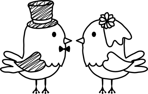 Bride And Groom Birds Rubber Stamp - Stamptopia