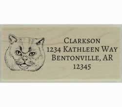 British Shorthair Cat Face Custom Rubber Stamp - 2.5" X 1" - Stamptopia