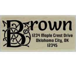 Brown Ornamental Monogram Address Stamp - 2.5" X 1" - Stamptopia
