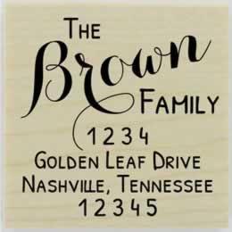 Brown Script Return Address Stamp - 1.5" X 1.5" - Stamptopia