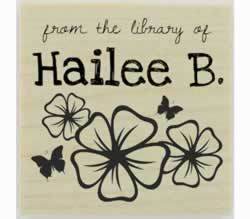 Butterfly And Flowers Personal Library Stamp - 1.5" X 1.5" - Stamptopia