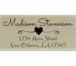 Calligraphy Heart Design Address Stamp - 2.5" X 1.25" - Stamptopia