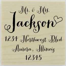 Calligraphy & Last Name With Heart Stamp - 1.5" X 1.5" - Stamptopia