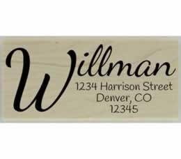 Calligraphy Monogram Return Address Stamp - 2.5" X 1" - Stamptopia