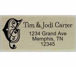 Carter Decorative Swirl Monogram Address Stamp - 2.5" X 1" - Stamptopia
