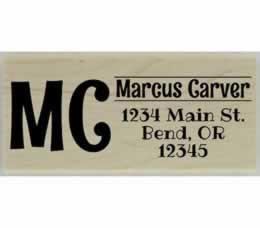 Carver Initial Monogram Address Stamp - 2.5" X 1" - Stamptopia