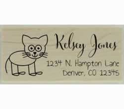 Cat Drawing Outline Custom Rubber Stamp - 2.5" X 1" - Stamptopia