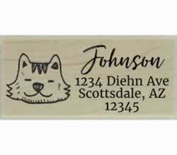 Cat Face Drawing Custom Rubber Stamp - 2.5" X 1" - Stamptopia