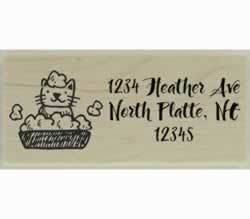 Cat in Bubble Bath Custom Rubber Stamp - 2.5" X 1" - Stamptopia