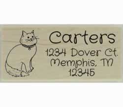 Cat Sitting Outline Custom Rubber Stamp - 2.5" X 1" - Stamptopia