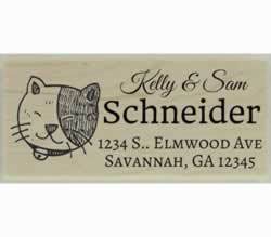 Cat with Bell Collar Custom Rubber Stamp - 2.5" X 1" - Stamptopia