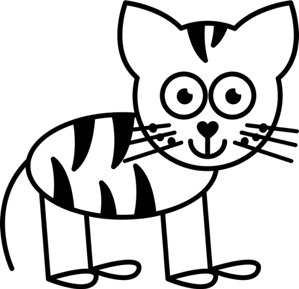 Cat With Stripes Outline Rubber Stamp - Stamptopia