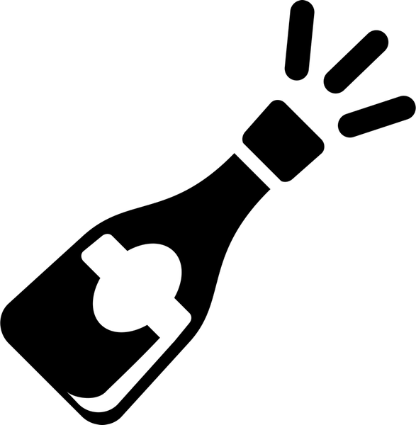 Champagne Bottle Popping Rubber Stamp - Stamptopia