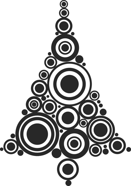 Christmas Tree Rubber Stamp With Circular Disks - Stamptopia