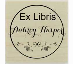 Circle Border Personalized Bookplate Stamp - 1.5" X 1.5" - Stamptopia