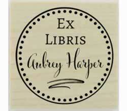 Circle Dot Border Personalized Bookplate Stamp - 1.5" X 1.5" - Stamptopia