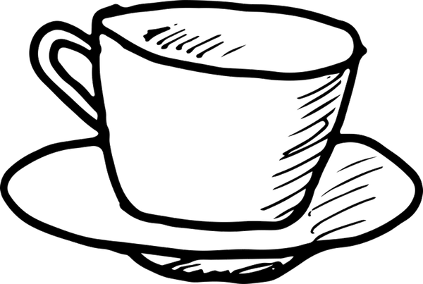 Coffee Cup And Saucer Outline Rubber Stamp - Stamptopia