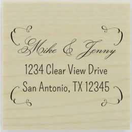 Corner Swirl Return Address Stamp - 2" X 2" - Stamptopia