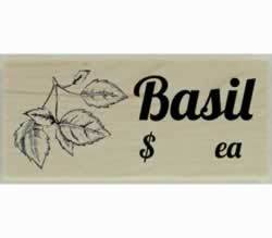 Custom Basil Herb Design Stamp - 2" X 1" - Stamptopia