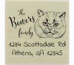 Custom British Shorthair Cat Face Rubber Stamp - 1.5" X 1.5" - Stamptopia