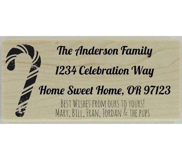Custom Candy Cane Stamp - 2.5" X 1" - Stamptopia