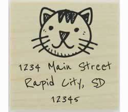 Custom Cat Face Sketch Rubber Stamp - 1.5" X 1.5" - Stamptopia